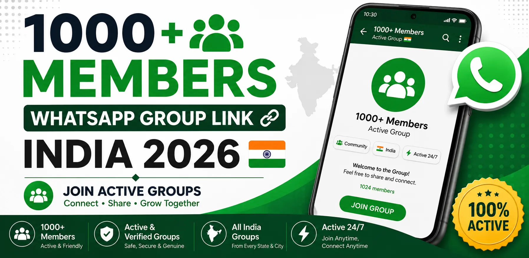 1000 Members WhatsApp Group Link India 2026 — Join Active Groups