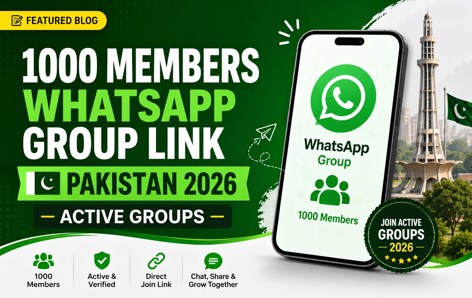 1000 Members WhatsApp Group Link Pakistan 2026 — Active Groups